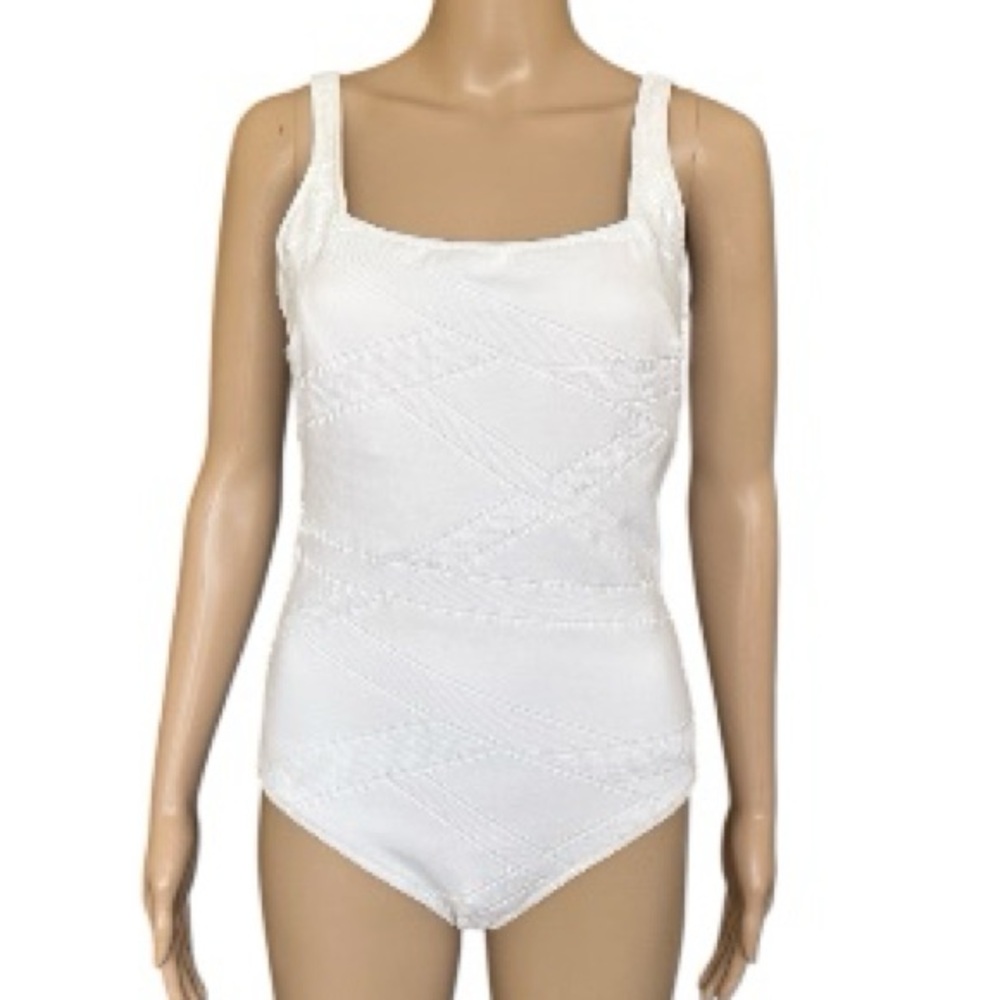 Gottex White Textured One Piece Swimsuit Women's Size US 14